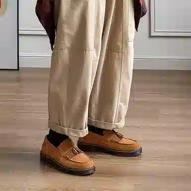 威世米邦 牛反绒皮 德比流苏一脚蹬英伦商务 休闲鞋 男款