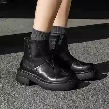 威世米邦 超纤皮 小众百搭舒适时尚 短靴 男女同款 黑色