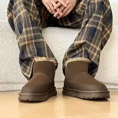 威世米邦 保暖防滑 厚底百搭拉链加绒加厚 短筒 雪地靴 男款