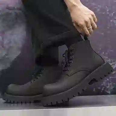 威世米邦 超纤皮 时尚舒适气质 短筒 马丁靴 男款 黑色