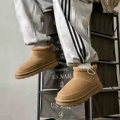 威世米邦 保暖防滑 厚底加绒一脚蹬 短筒 雪地靴 男款