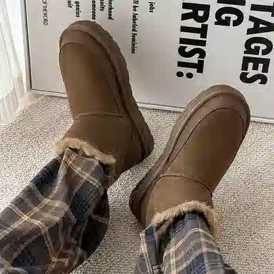 威世米邦 保暖防滑 厚底百搭拉链加绒加厚 短筒 雪地靴 男款