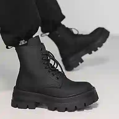 威世米邦 超纤皮 厚底舒适百搭 短筒 马丁靴 男款 黑色