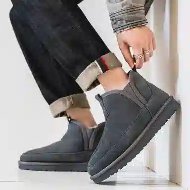 威世米邦 牛反绒 保暖防滑 户外加绒加厚 短筒 雪地靴 男款