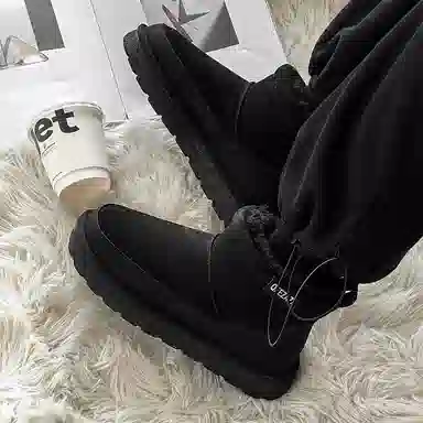 威世米邦 保暖防滑 厚底加绒一脚蹬 短筒 雪地靴 男款