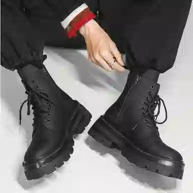 威世米邦 超纤皮 厚底舒适百搭 短筒 马丁靴 男款 黑色