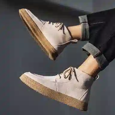 威世米邦 牛反绒 厚底百搭潮流复古英伦风一脚蹬户外雪地加绒保暖 短筒 切尔西靴 中跟 男款