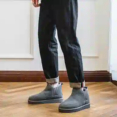 威世米邦 牛反绒 保暖防滑 户外加绒加厚 短筒 雪地靴 男款