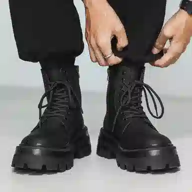 威世米邦 超纤皮 厚底舒适百搭 短筒 马丁靴 男款 黑色