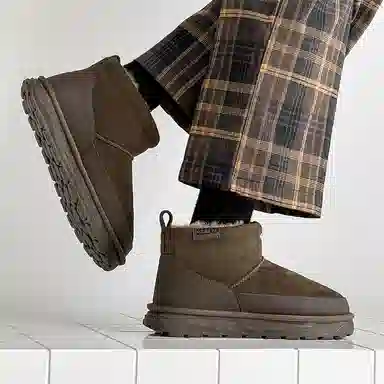 威世米邦 保暖防滑 厚底加绒一脚蹬 短筒 雪地靴 男款