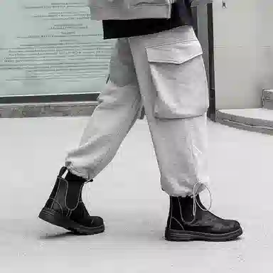 威世米邦 超纤皮 英伦复古 短筒 切尔西靴 男款 黑色