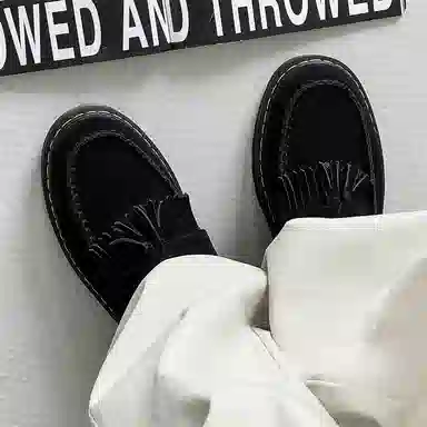 威世米邦 牛反绒皮 德比流苏一脚蹬英伦商务 休闲鞋 男款