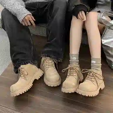 威世米邦 超纤皮 厚底英伦风复古休闲户外 短靴 男女同款 黄色