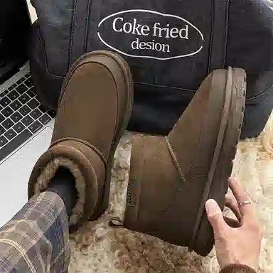 威世米邦 保暖防滑 厚底加绒一脚蹬 短筒 雪地靴 男款