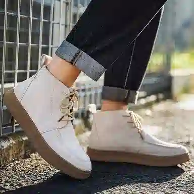 威世米邦 牛反绒 厚底百搭潮流复古英伦风一脚蹬户外雪地加绒保暖 短筒 切尔西靴 中跟 男款