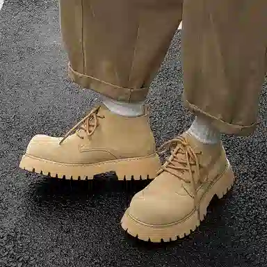 威世米邦 超纤皮 厚底英伦风复古休闲户外 短靴 男女同款 黄色