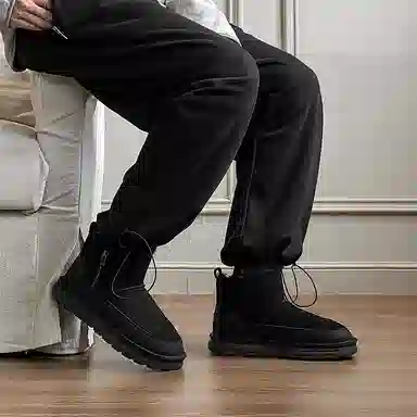 威世米邦 保暖防滑 厚底百搭拉链加绒加厚 短筒 雪地靴 男款