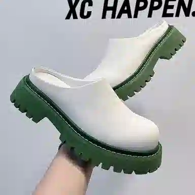 威世米邦 厚底百搭潮流小众德比高级感半拖 橡胶底 防滑包头拖鞋 男款