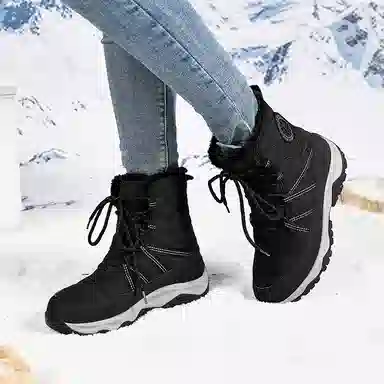 威世米邦 保暖防滑 加绒加厚 厚底 户外登山 短筒 雪地靴 男女同款
