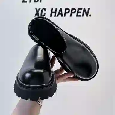 威世米邦 厚底百搭潮流小众德比高级感半拖 橡胶底 防滑包头拖鞋 男款