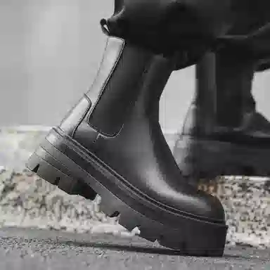 威世米邦 超纤皮 英伦风潮流百搭休闲 短筒 切尔西靴 男款 黑色