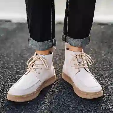 威世米邦 牛反绒 厚底百搭潮流复古英伦风一脚蹬户外雪地加绒保暖 短筒 切尔西靴 中跟 男款