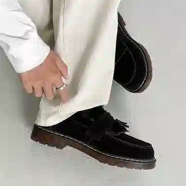 威世米邦 牛反绒皮 德比流苏一脚蹬英伦商务 休闲鞋 男款