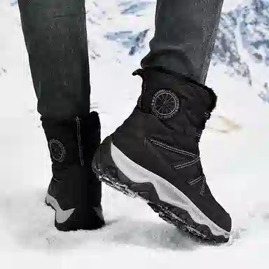 威世米邦 保暖防滑 加绒加厚 厚底 户外登山 短筒 雪地靴 男女同款