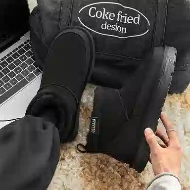 威世米邦 保暖防滑 厚底加绒一脚蹬 短筒 雪地靴 男款