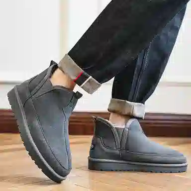 威世米邦 牛反绒 保暖防滑 户外加绒加厚 短筒 雪地靴 男款