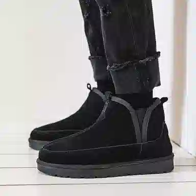 威世米邦 牛反绒 保暖防滑 户外加绒加厚 短筒 雪地靴 男款