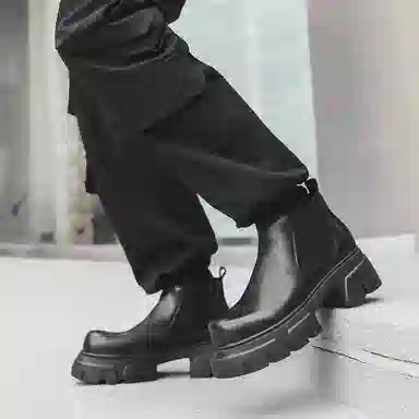 威世米邦 超纤皮 百搭通勤潮流 短筒 切尔西靴 男款 黑色