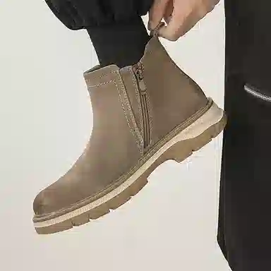 威世米邦 头层猪皮 百搭复古户外工装 潮流舒适 短筒 切尔西靴 男款