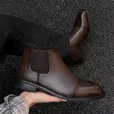威世米邦 超纤皮 复古英伦休闲商务 短筒 切尔西靴 男款