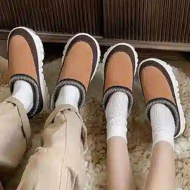 威世米邦 牛反绒 保暖防滑 轮胎厚底设计感加绒加厚 及踝 雪地靴 男女同款