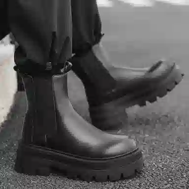 威世米邦 超纤皮 英伦风潮流百搭休闲 短筒 切尔西靴 男款 黑色