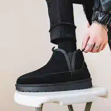 威世米邦 牛反绒 保暖防滑 户外加绒加厚 短筒 雪地靴 男款