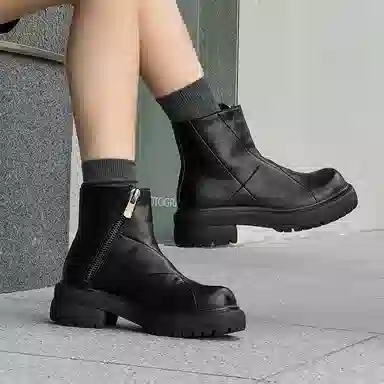 威世米邦 超纤皮 小众百搭舒适时尚 短靴 男女同款 黑色