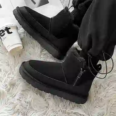 威世米邦 保暖防滑 厚底百搭拉链加绒加厚 短筒 雪地靴 男款