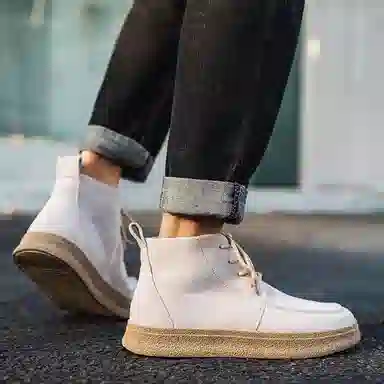 威世米邦 牛反绒 厚底百搭潮流复古英伦风一脚蹬户外雪地加绒保暖 短筒 切尔西靴 中跟 男款