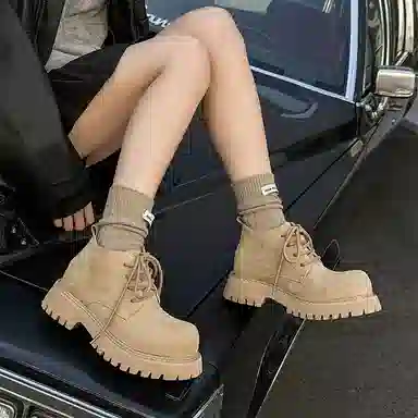 威世米邦 超纤皮 厚底英伦风复古休闲户外 短靴 男女同款 黄色