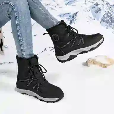 威世米邦 保暖防滑 加绒加厚 厚底 户外登山 短筒 雪地靴 男女同款