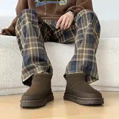 威世米邦 保暖防滑 厚底加绒一脚蹬 短筒 雪地靴 男款