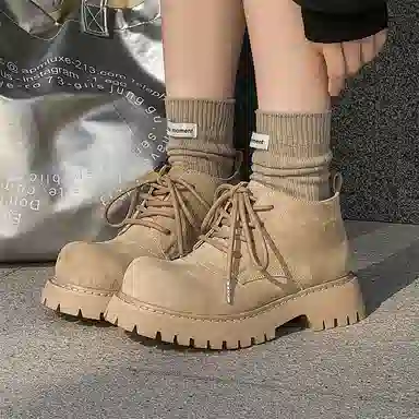 威世米邦 超纤皮 厚底英伦风复古休闲户外 短靴 男女同款 黄色