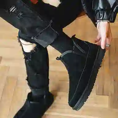 威世米邦 牛反绒 保暖防滑 户外加绒加厚 短筒 雪地靴 男款