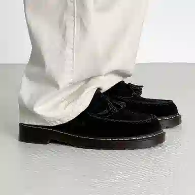 威世米邦 牛反绒皮 德比流苏一脚蹬英伦商务 休闲鞋 男款