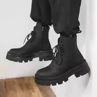 威世米邦 超纤皮 厚底舒适百搭 短筒 马丁靴 男款 黑色