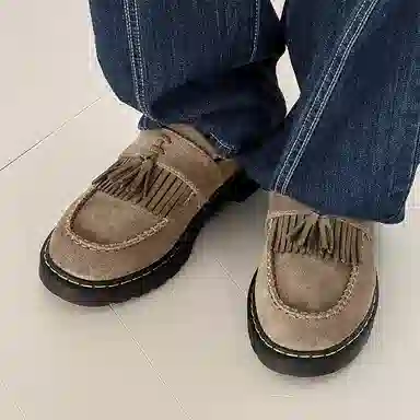 威世米邦 牛反绒皮 德比流苏一脚蹬英伦商务 休闲鞋 男款