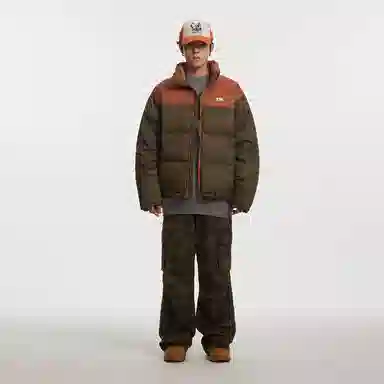 江南先生 美式复古立领拼接面包服羽绒服 男女同款