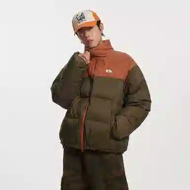 江南先生 美式复古立领拼接面包服羽绒服 男女同款